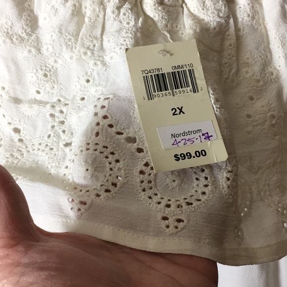 LUCKY Size 2x On/Off Shoulder Eyelet EmbroideredTop Pullover Romantic $99 NEW - Picture 16 of 16